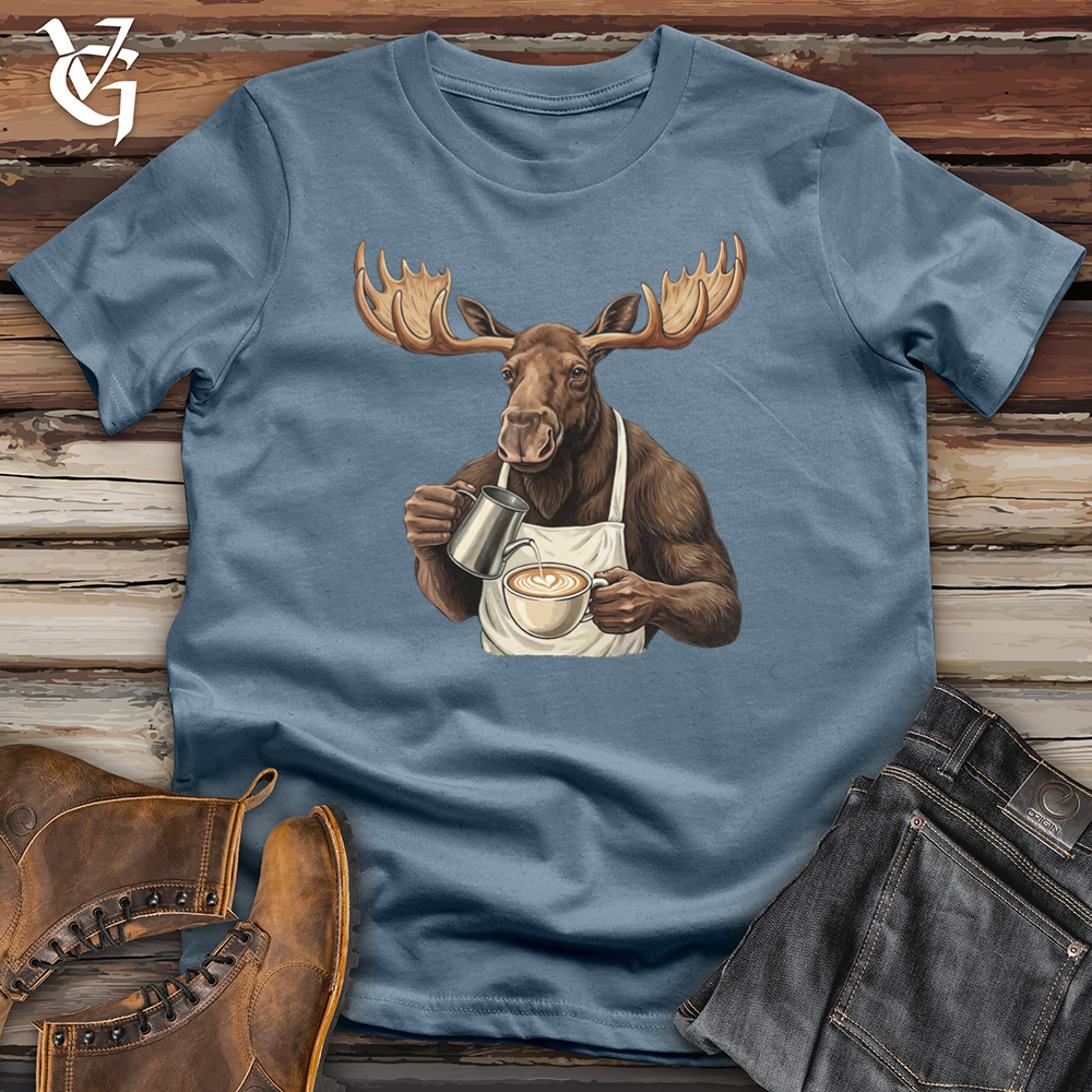 Viking Goods Moose With Coffee Tee Indigo Blue / L