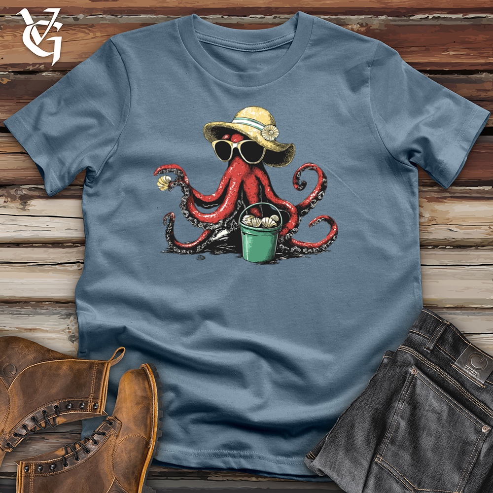 Viking Goods Octopus Beach Girl Softstyle Tee Indigo Blue / L