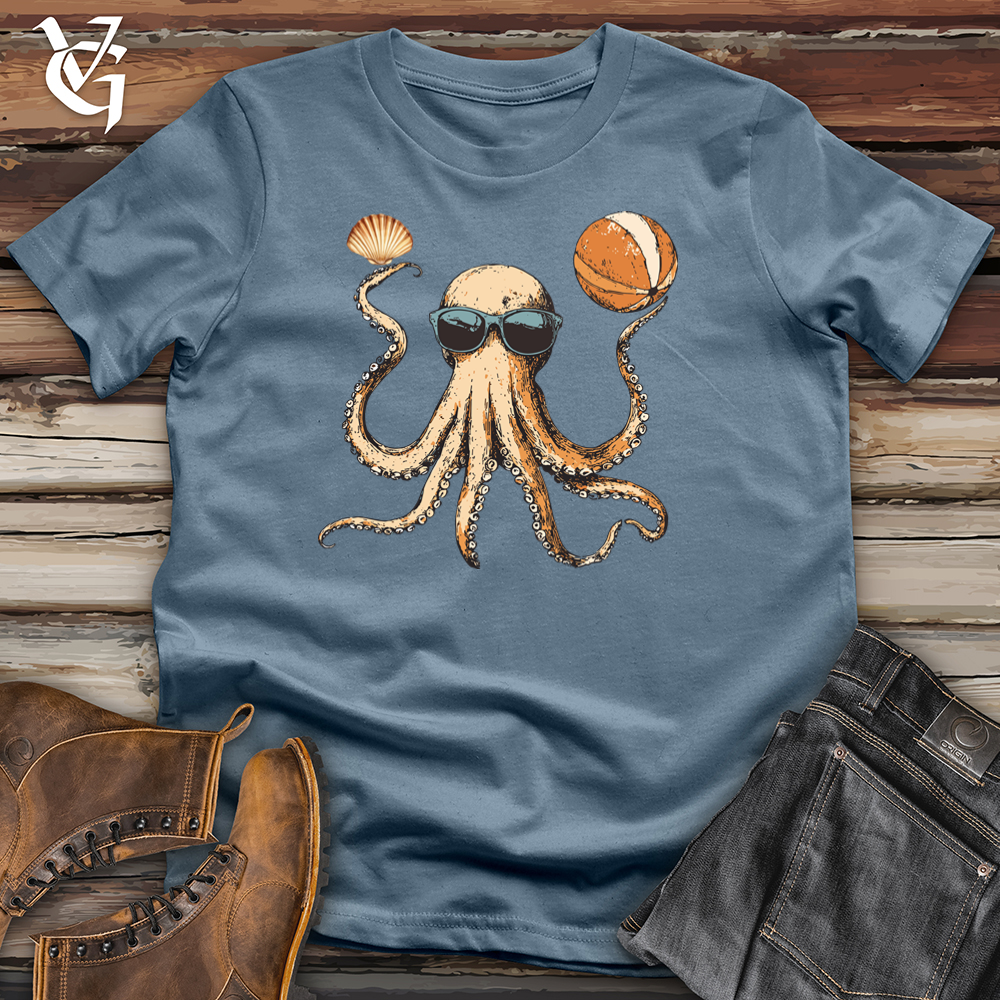 Viking Goods Octopus Beach Party Softstyle Tee Indigo Blue / L