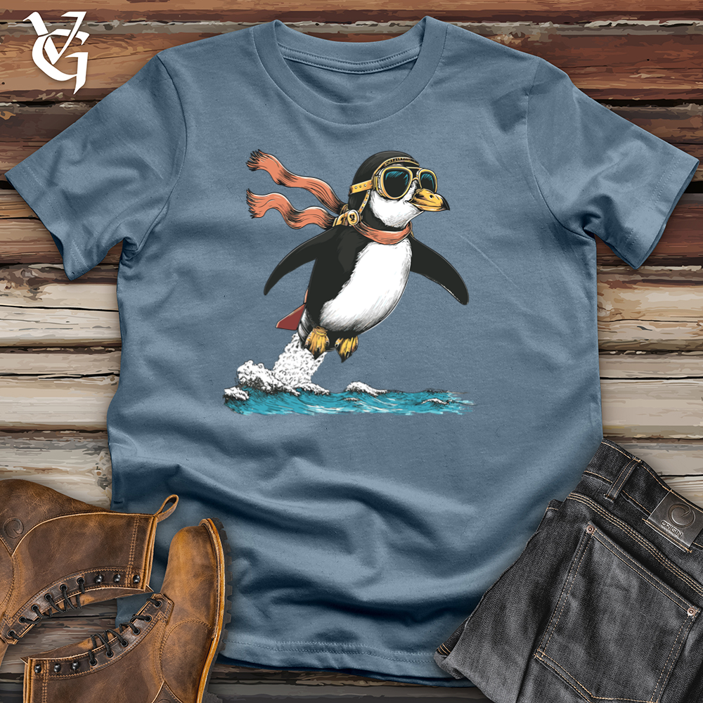 Viking Goods Penguin Blast Off Softstyle Tee Indigo Blue / L