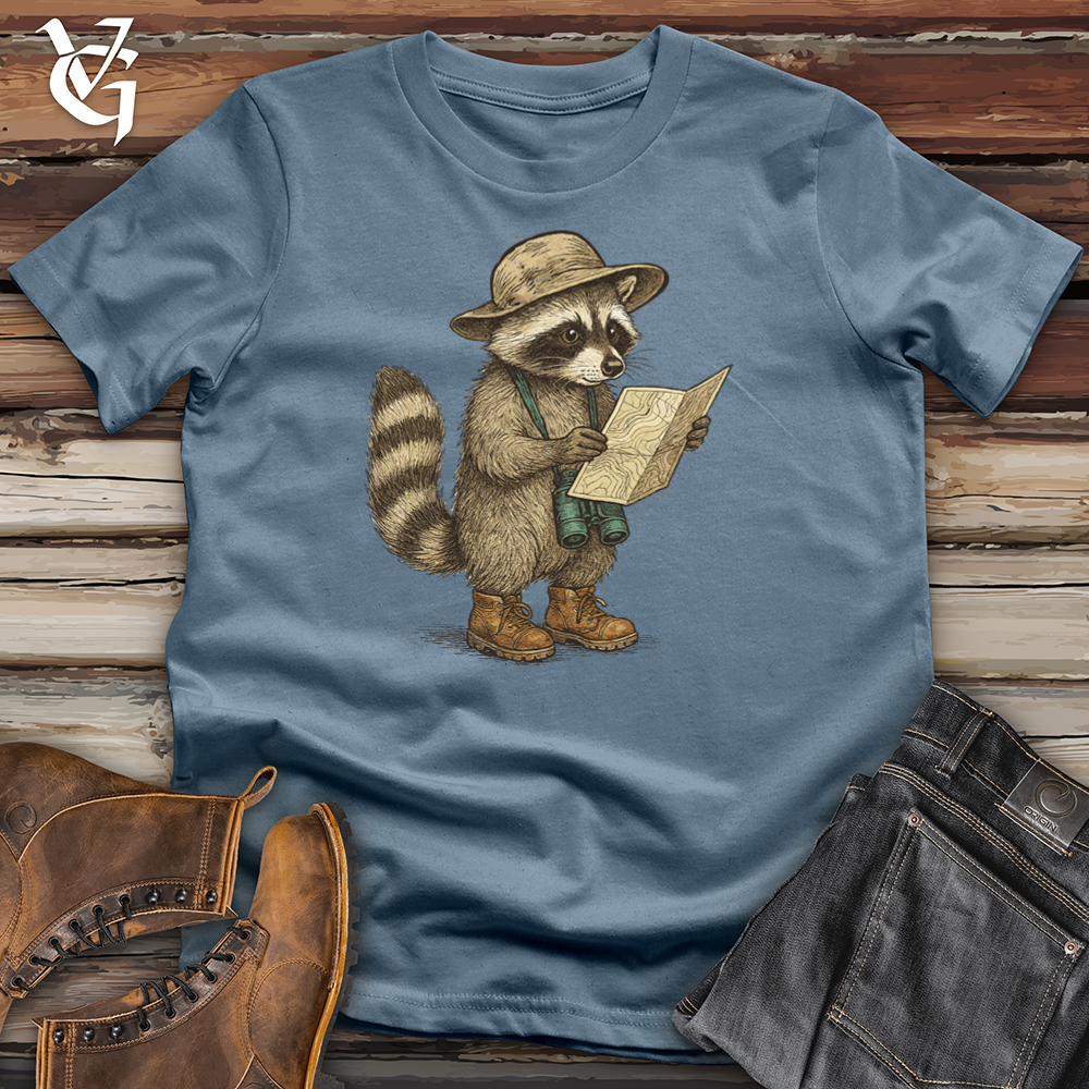 Viking Goods Raccoon Hiker With Map Tee Indigo Blue / L