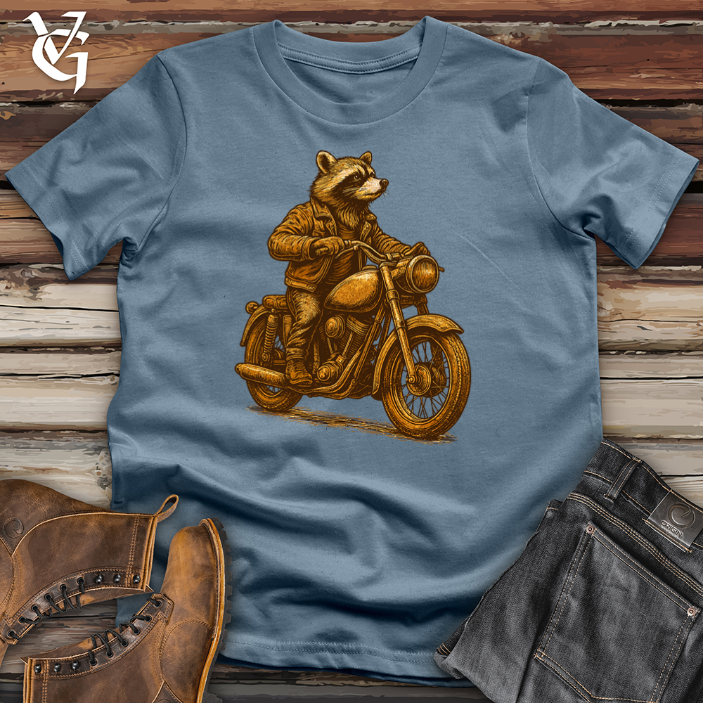 Viking Goods Raccoon Motorcycle Tee Indigo Blue / L