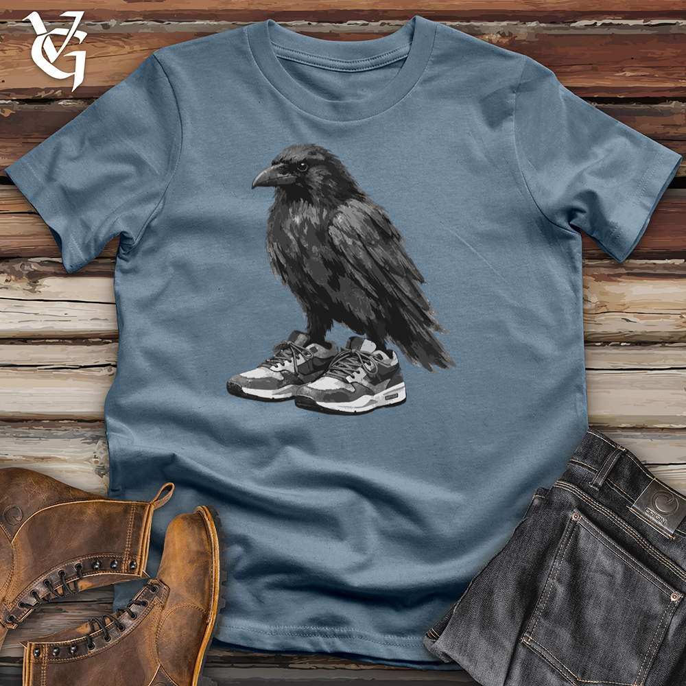 Viking Goods Raven Wearing Shoes Tee Indigo Blue / L