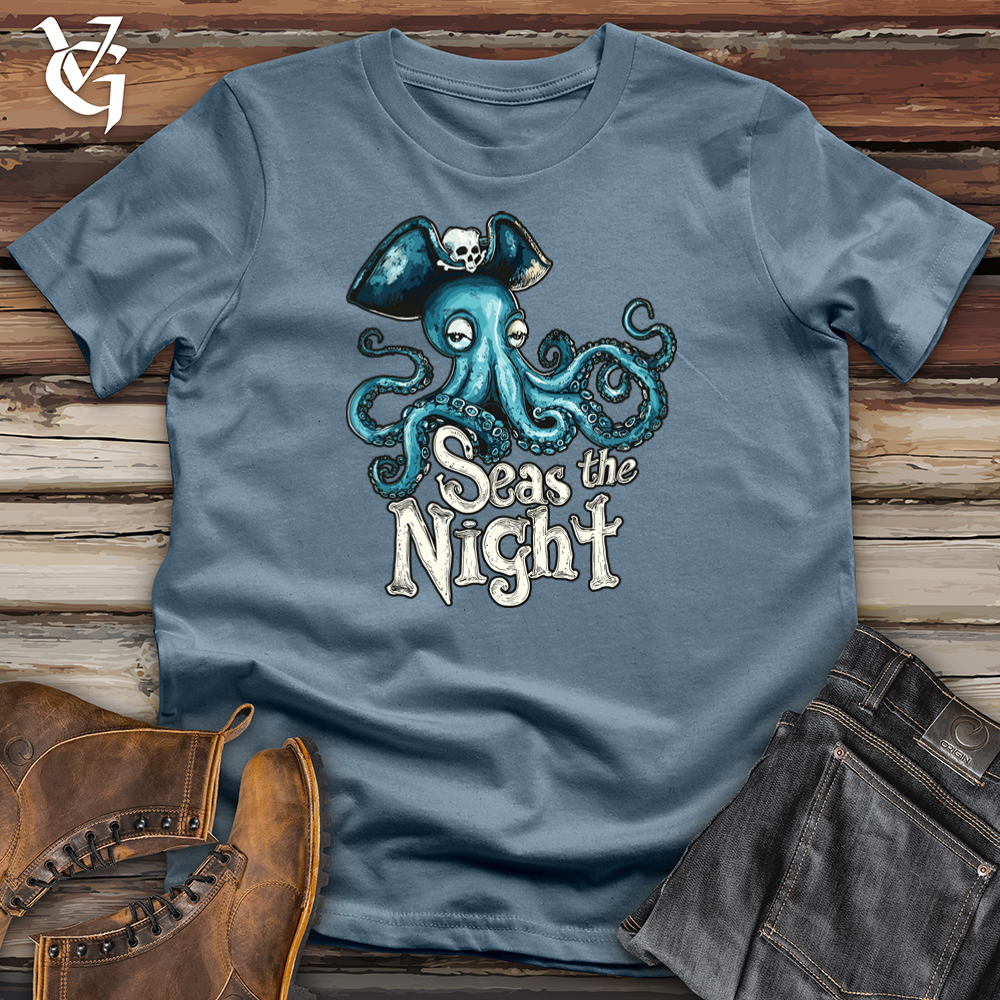 Viking Goods Seas the Night Octopus Softstyle Tee Indigo Blue / L
