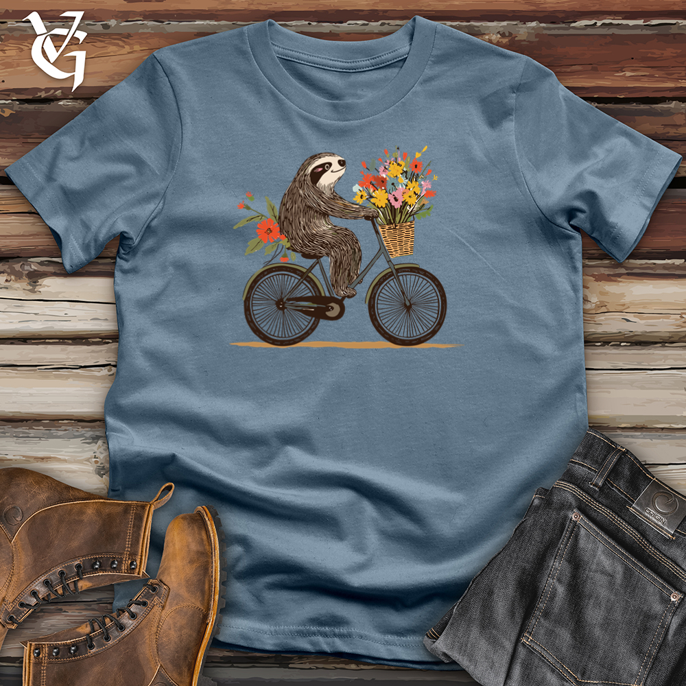 Viking Goods Sloth Flower Bike Softstyle Tee Indigo Blue / L