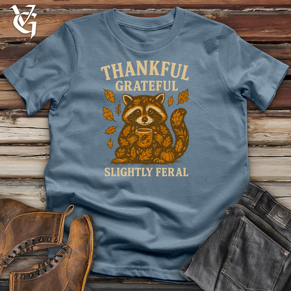 Viking Goods Thankful Grateful Slightly Feral Raccoon Tee Indigo Blue / L
