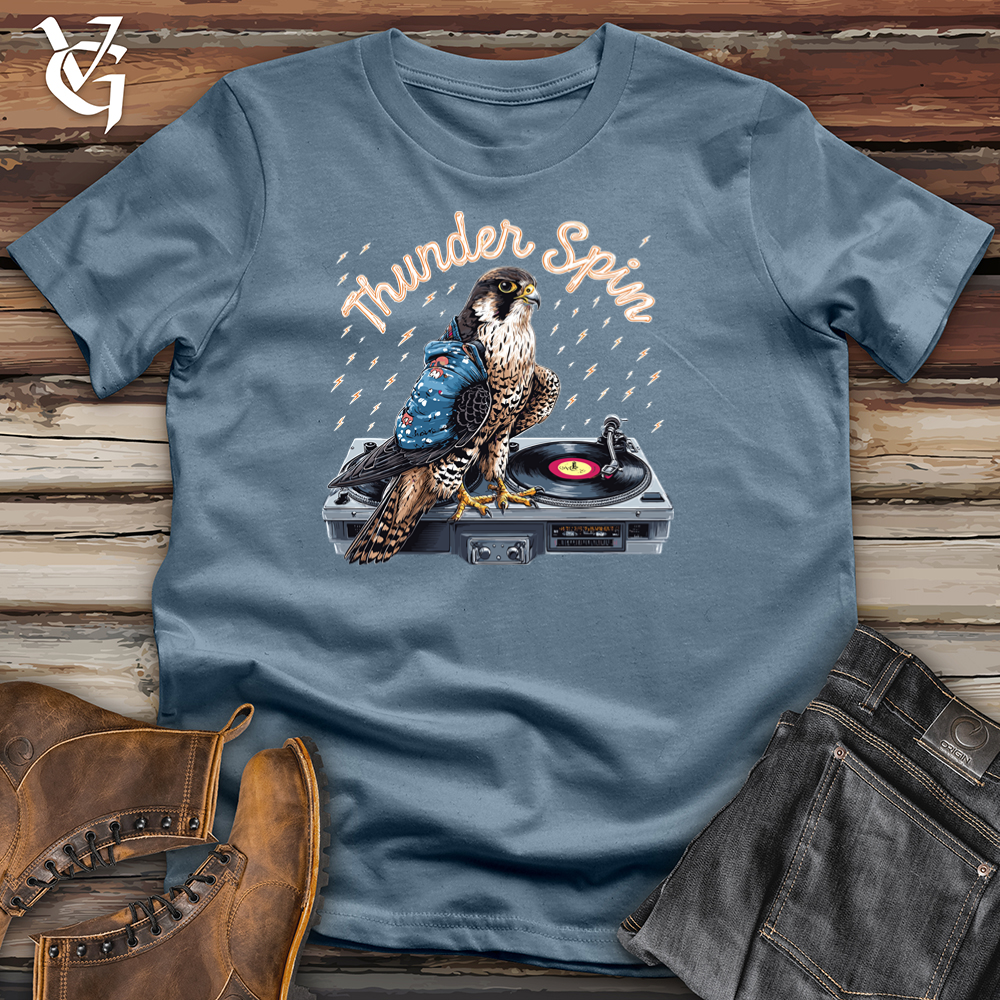 Viking Goods Thunder Spin Falcon Softstyle Tee Indigo Blue / L
