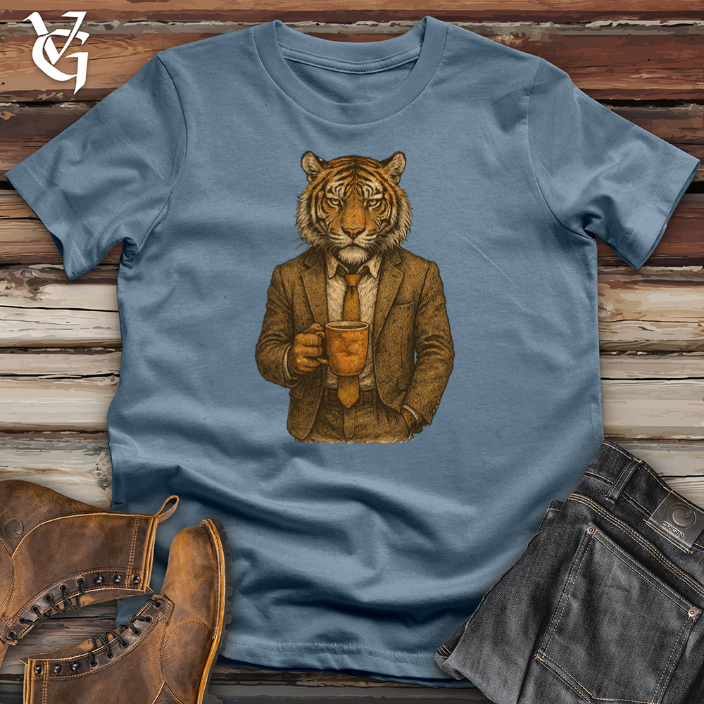 Viking Goods Tiger With Coffee Tee Indigo Blue / L