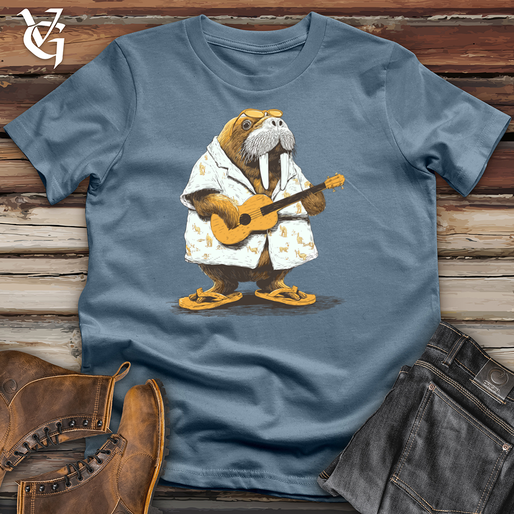 Viking Goods Tropic Walrus Guitarist Softstyle Tee Indigo Blue / L