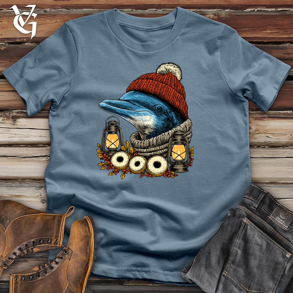 Viking Goods Autumn Dolphin Softstyle Tee Indigo Blue / S