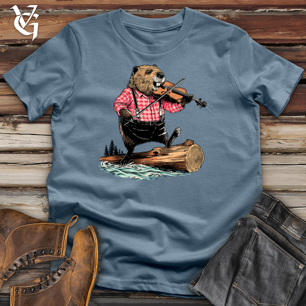 Viking Goods Beaver Playing Violin Softstyle Tee Indigo Blue / S