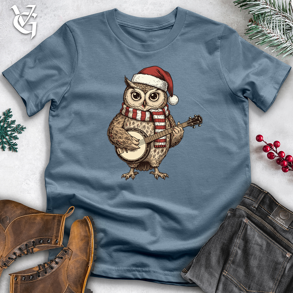 Viking Goods Christmas Musician Owl Softstyle Tee Indigo Blue / S