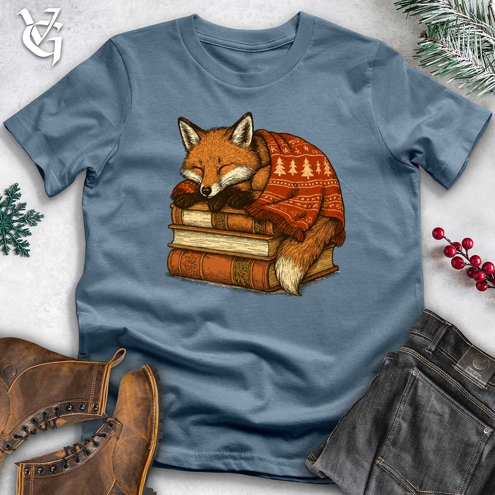 Viking Goods Christmas Sleep Fox Softstyle Tee Indigo Blue / S