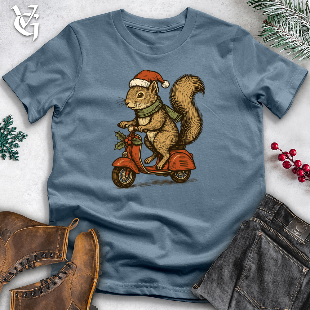 Viking Goods Christmas Squirrel Riding Scoot Softstyle Tee Indigo Blue / S