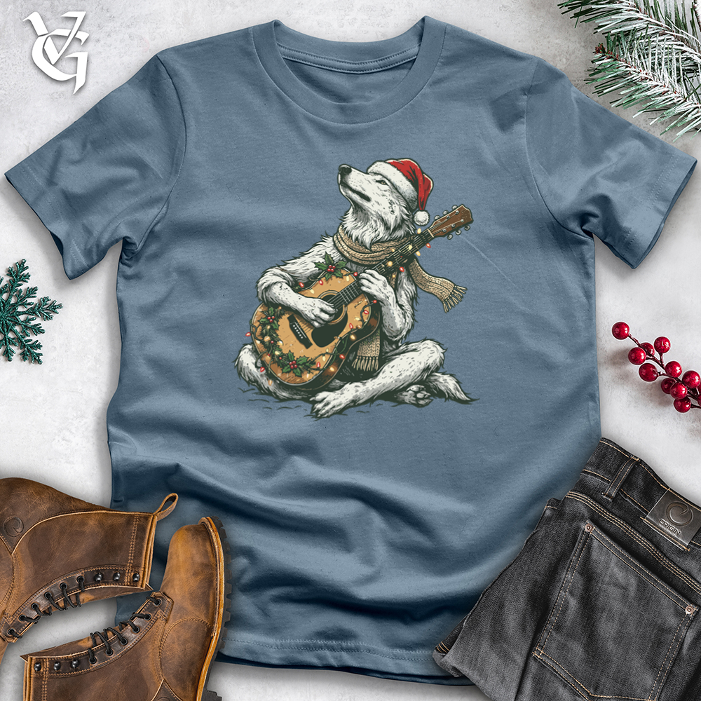 Viking Goods Christmas Wolf Playing Guitar Softstyle Tee Indigo Blue / S