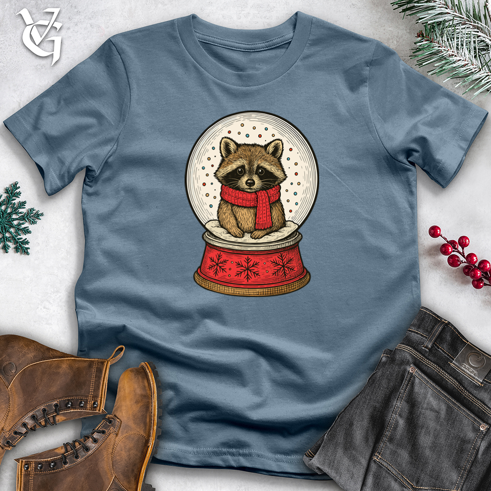 Viking Goods Cozy Raccoon in a Snowglobe Softstyle Tee Indigo Blue / S