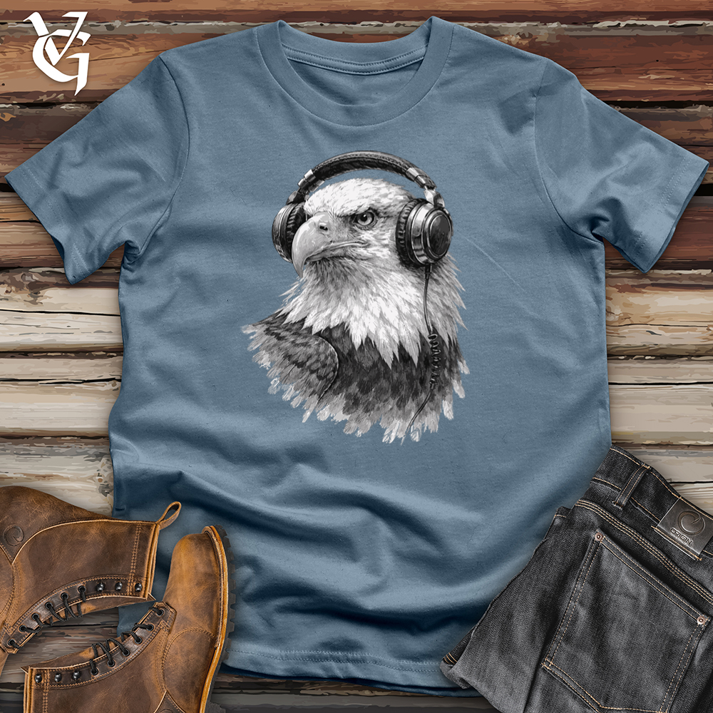 Viking Goods Eagle With Headphone Softstyle Tee Indigo Blue / S