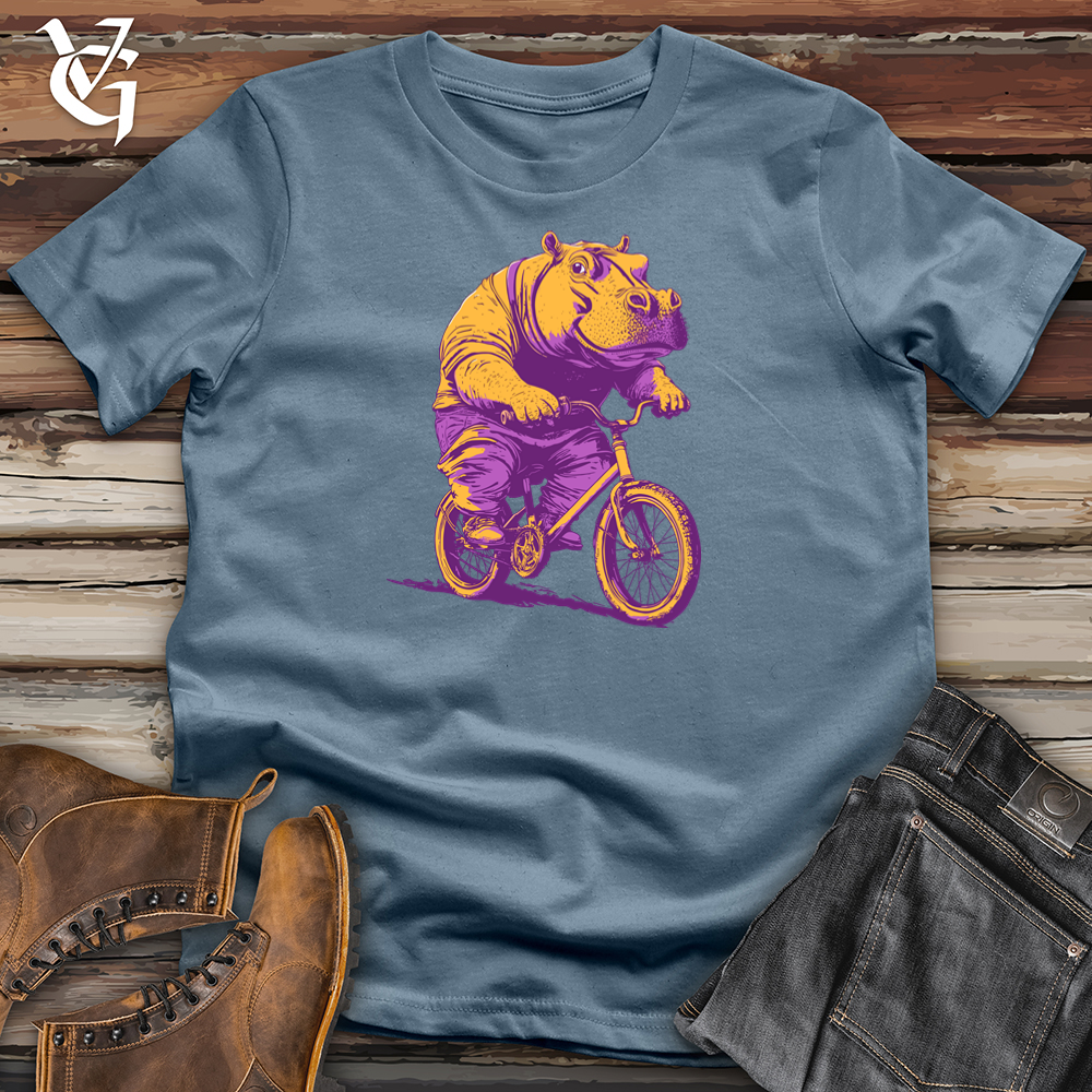 Viking Goods Hippo Bike Ride Softstyle Tee Indigo Blue / S
