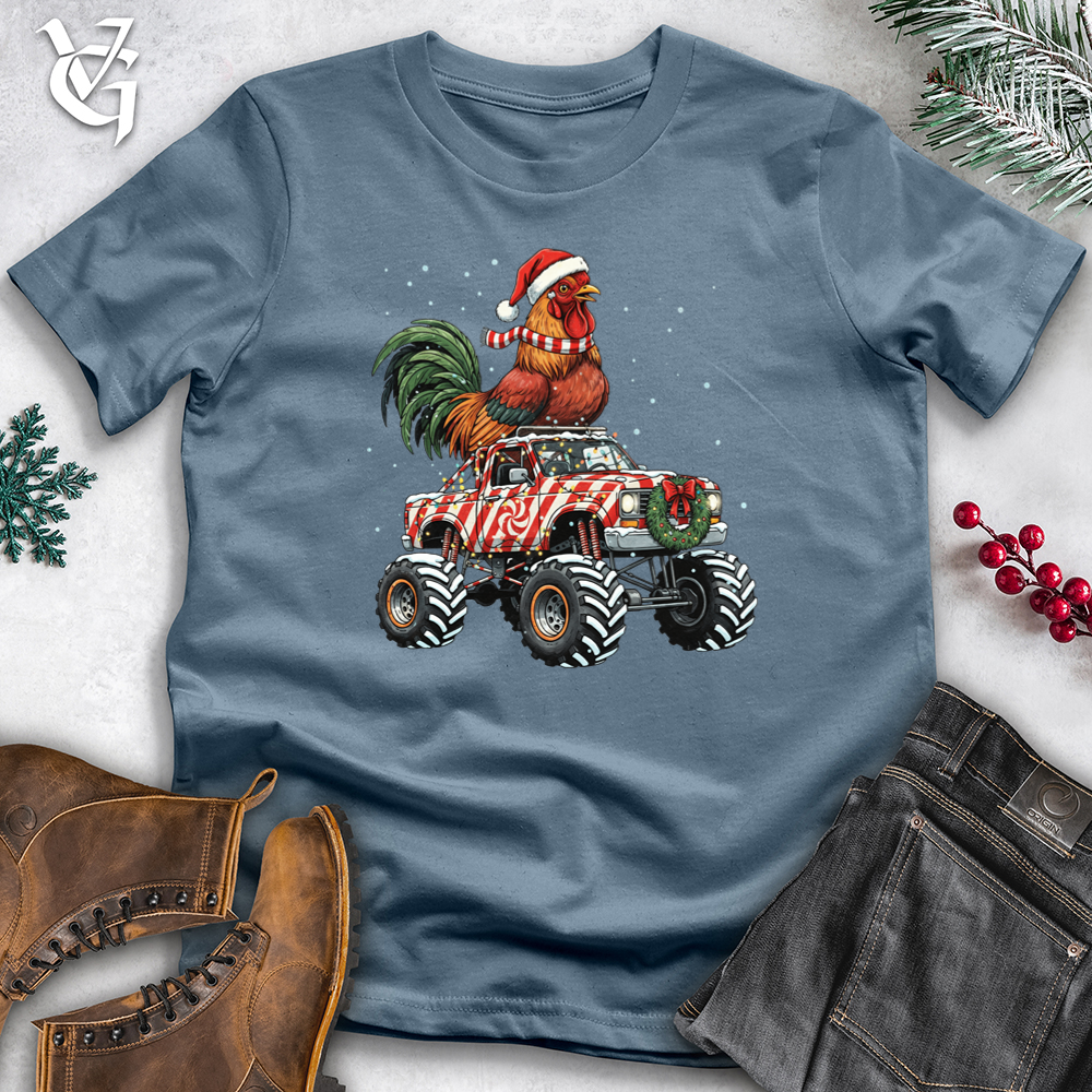 Viking Goods Holiday Chicken With Monster Truck Softstyle Tee Indigo Blue / S