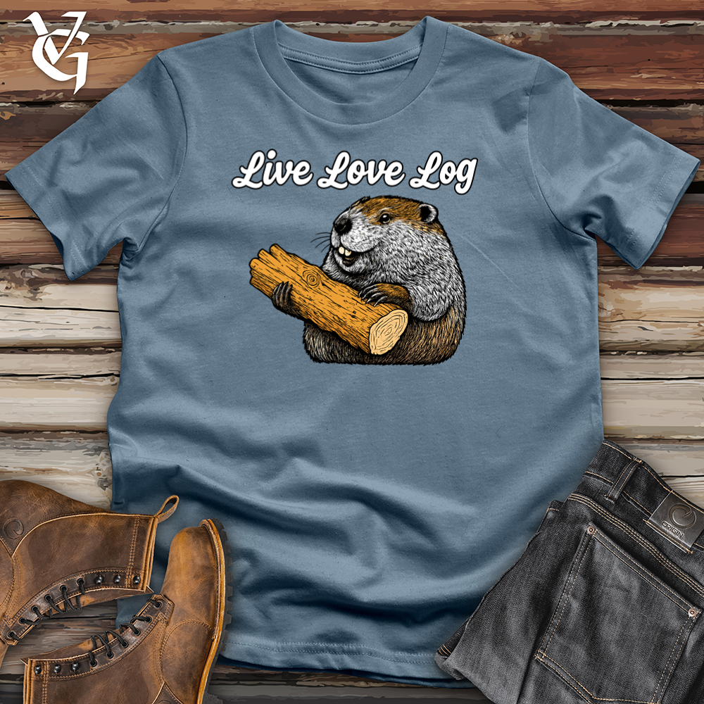 Viking Goods Live Love Log Beaver Softstyle Tee Indigo Blue / S