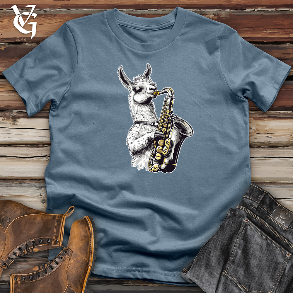 Viking Goods Llama Sax Tunes Softstyle Tee Indigo Blue / S