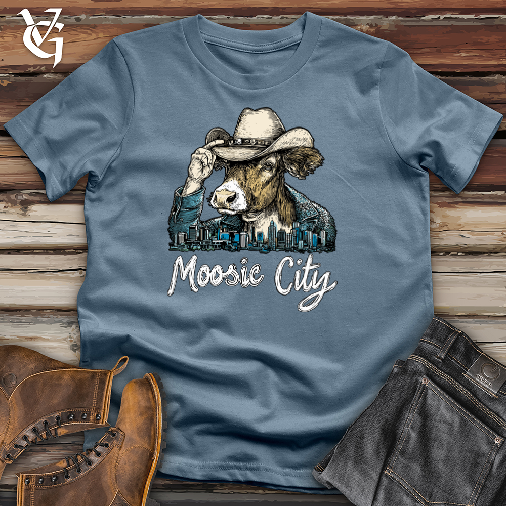 Viking Goods Moosic City Cow Softstyle Tee Indigo Blue / S