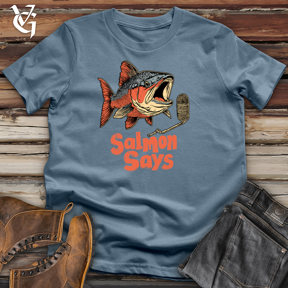 Viking Goods Salmon Says Softstyle Tee Indigo Blue / S