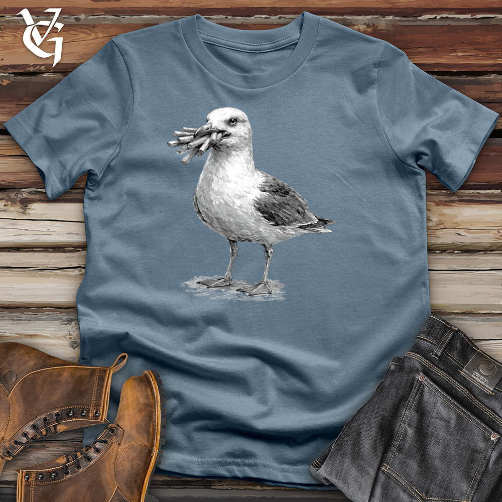 Viking Goods Seagull With French Fries Softstyle Tee Indigo Blue / S
