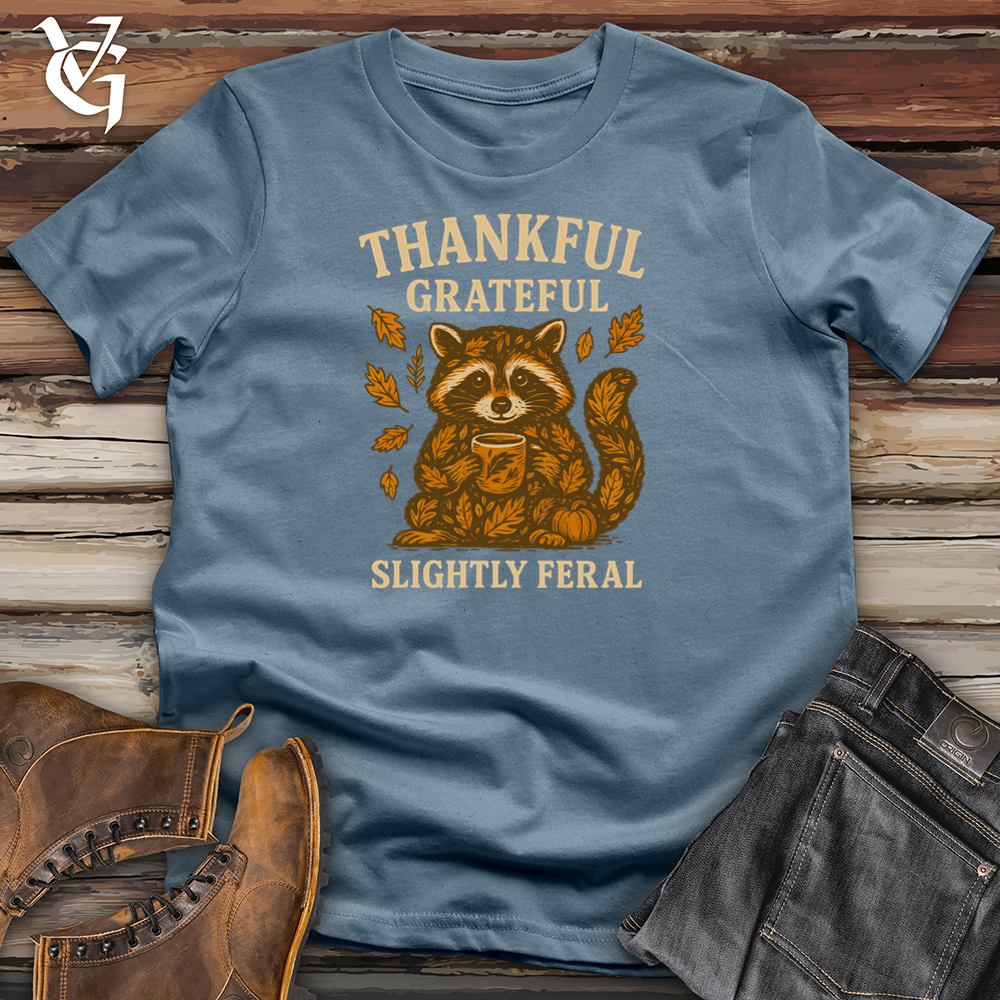Viking Goods Thankful Grateful Slightly Feral Raccoon Softstyle Tee Indigo Blue / S