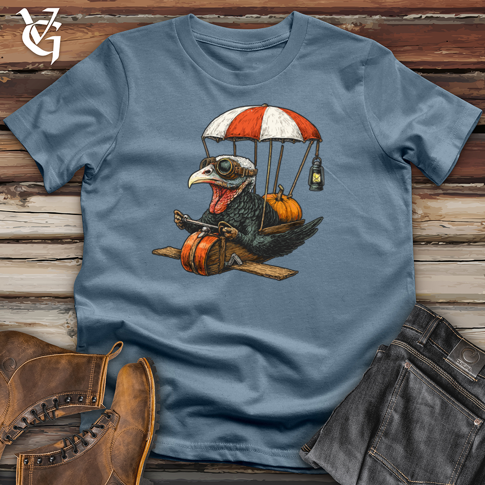 Viking Goods Turkey Pumpkin Delivery Softstyle Tee Indigo Blue / S