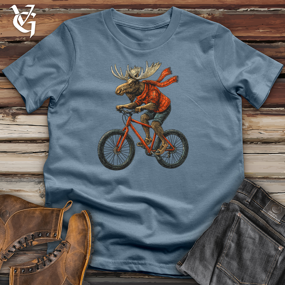 Viking Goods Winter Biking Moose Softstyle Tee Indigo Blue / S