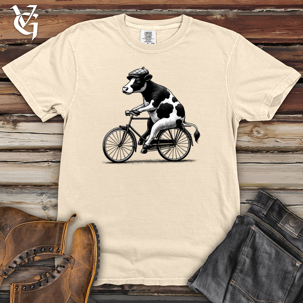 Viking Goods Cow Riding a Bike Heavy Cotton Comfort Colors Tee Ivory / L