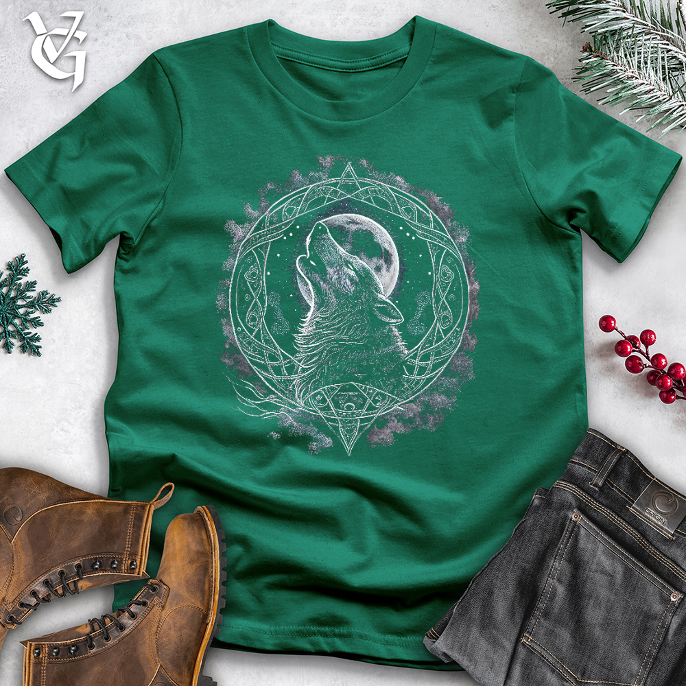 Viking Goods Celtic Howling Wolf Cotton Tee Kelly / L