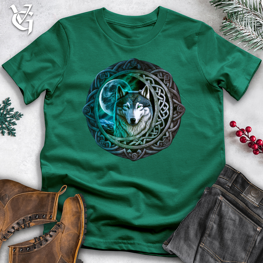 Viking Goods Celtic Moon Wolf Cotton Tee Kelly / L