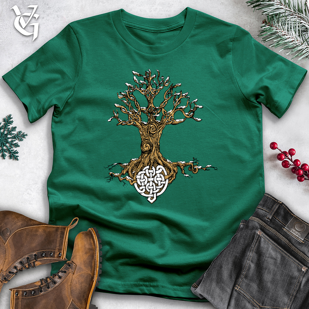 Viking Goods Celtic Roots With Snow Cotton Tee Maroon / L