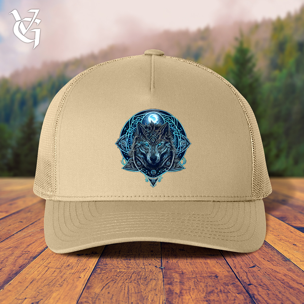 Viking Goods Celtic Fenrir Wolf Trucker Cap Khaki