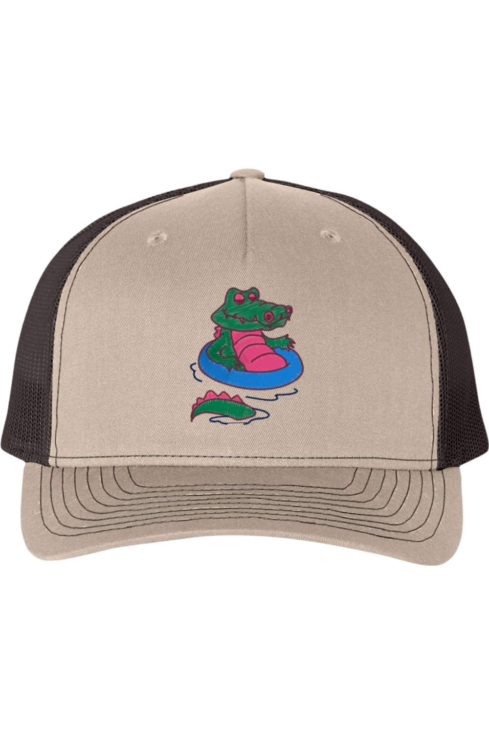 Viking Goods Gator Chillin Embroidered Trucker Cap Khaki/ Coffee