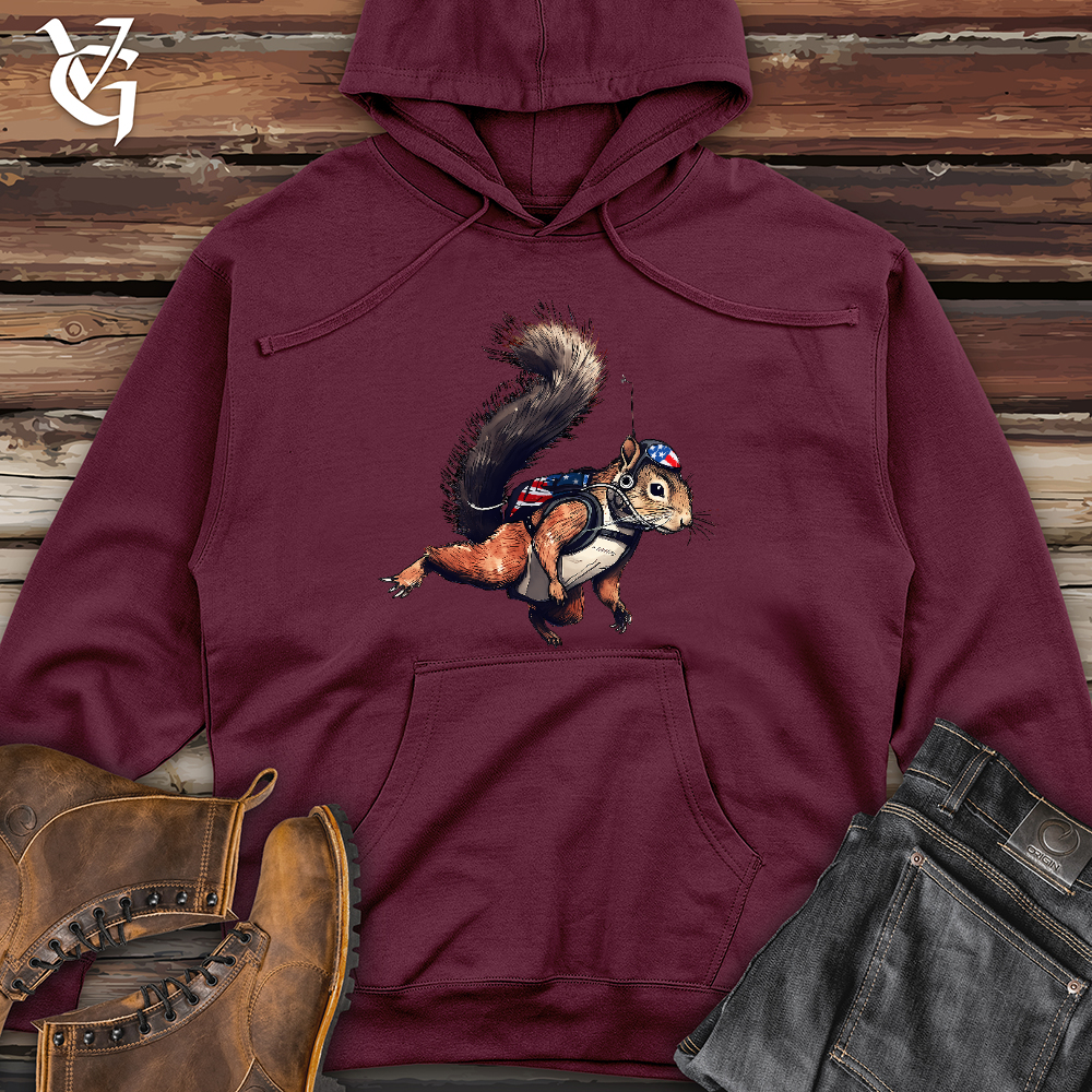Viking Goods American Skydiving Squirrel Midweight Hooded Sweatshirt Maroon / L