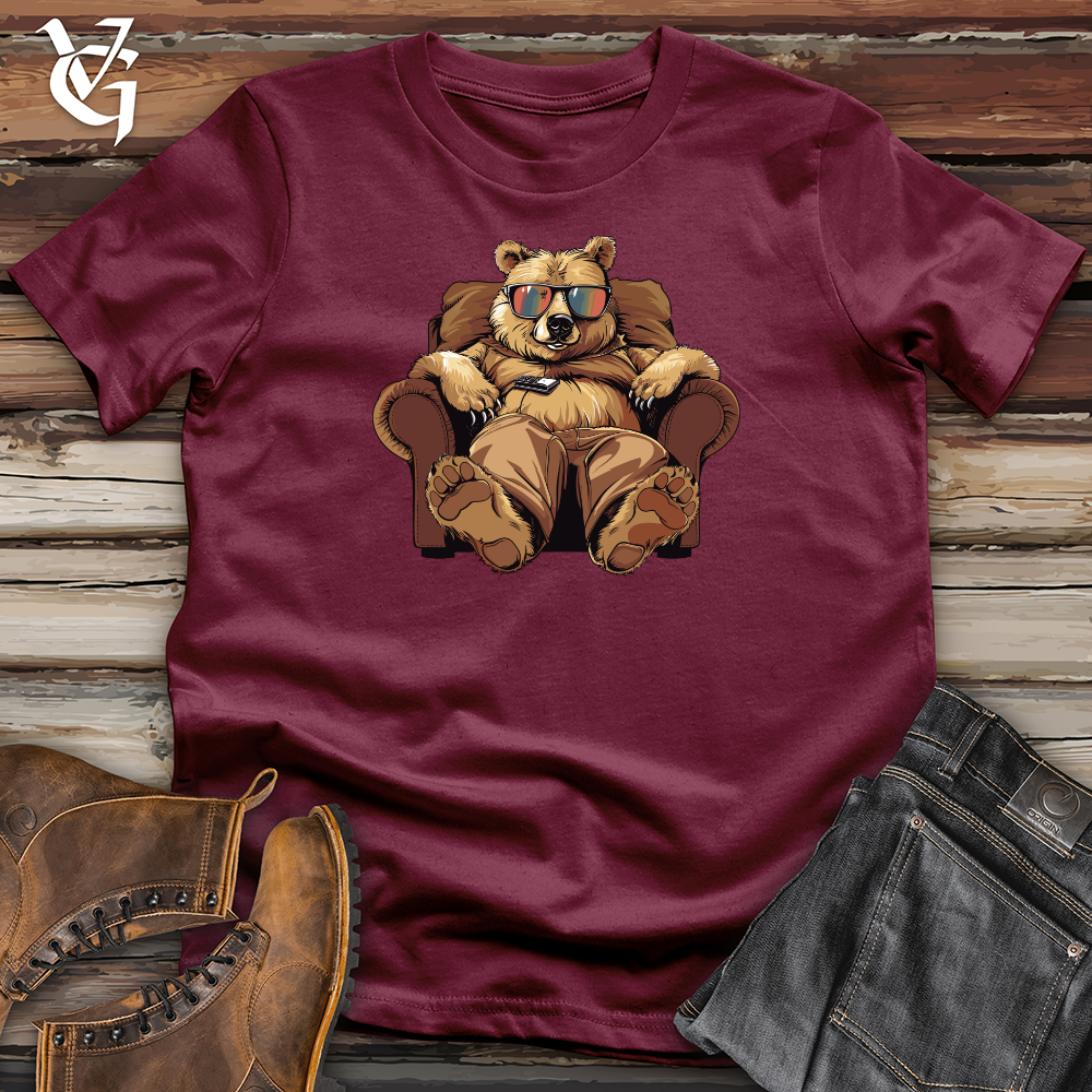 Viking Goods Bear Binge Watch Lounger Softstyle Tee Maroon / L