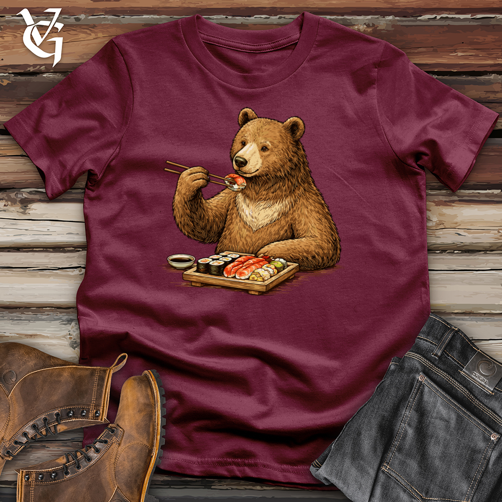 Viking Goods Bear Eating Sushi Tee Maroon / L