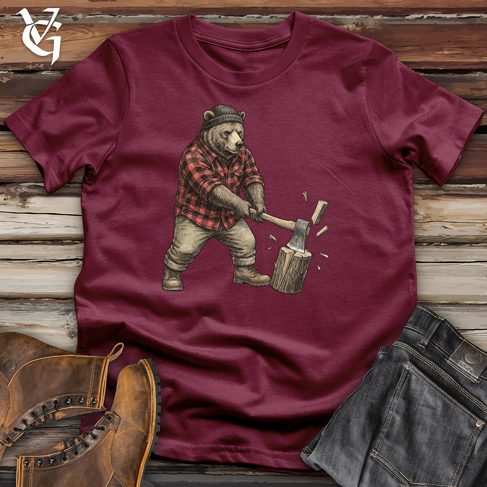 Viking Goods Bear Lumberjack Tee Maroon / L