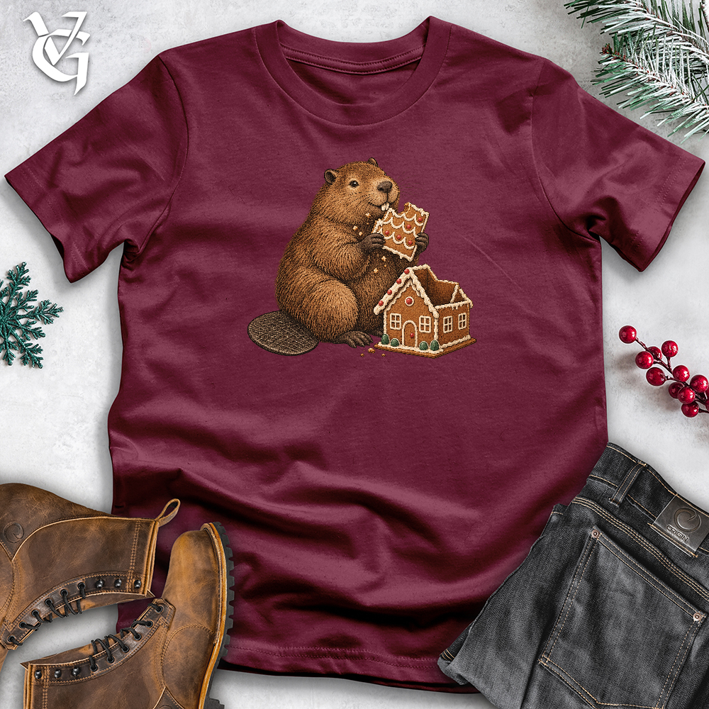 Viking Goods Beaver Gingerbread House Softstyle Tee Maroon / L