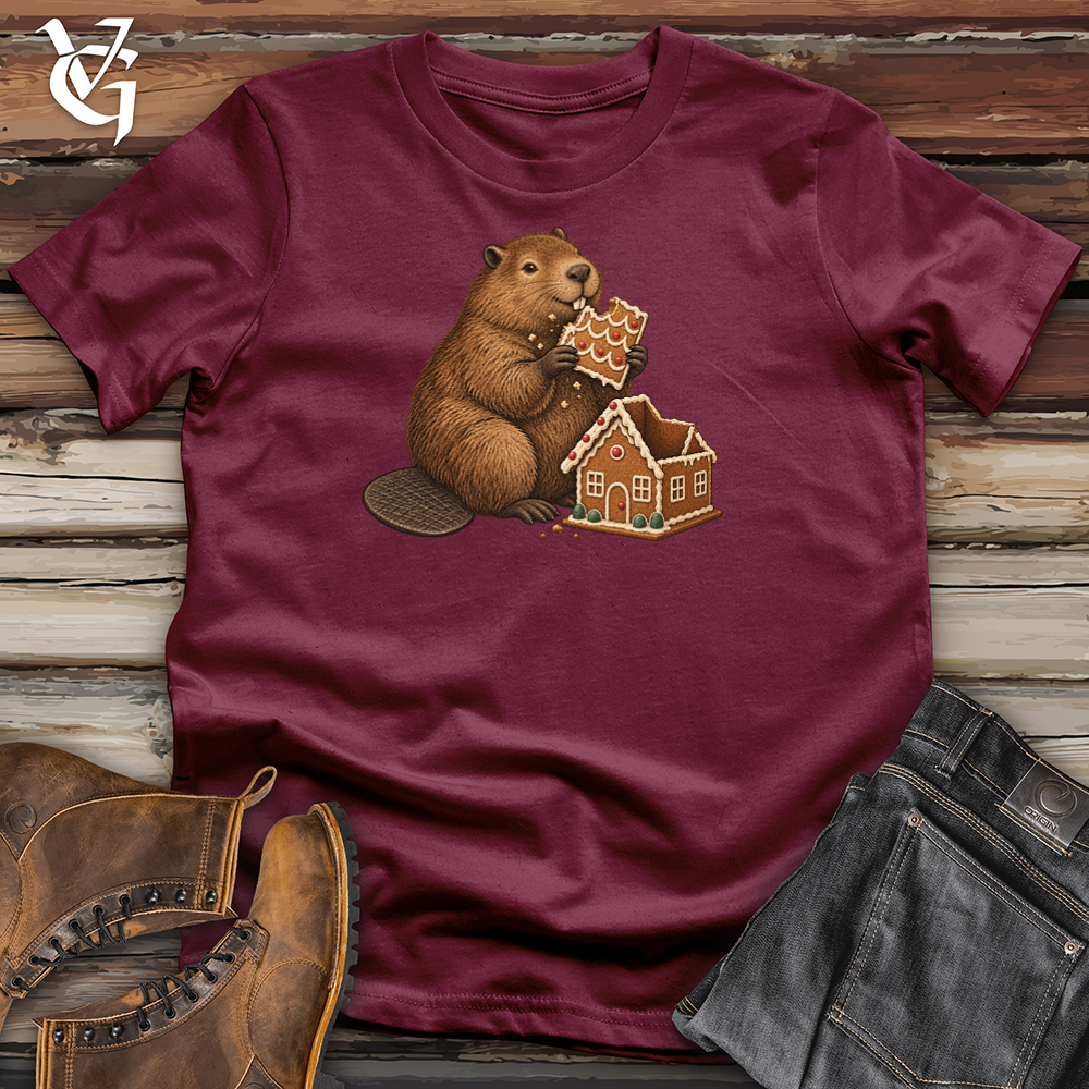 Viking Goods Beaver Gingerbread House Tee Maroon / L