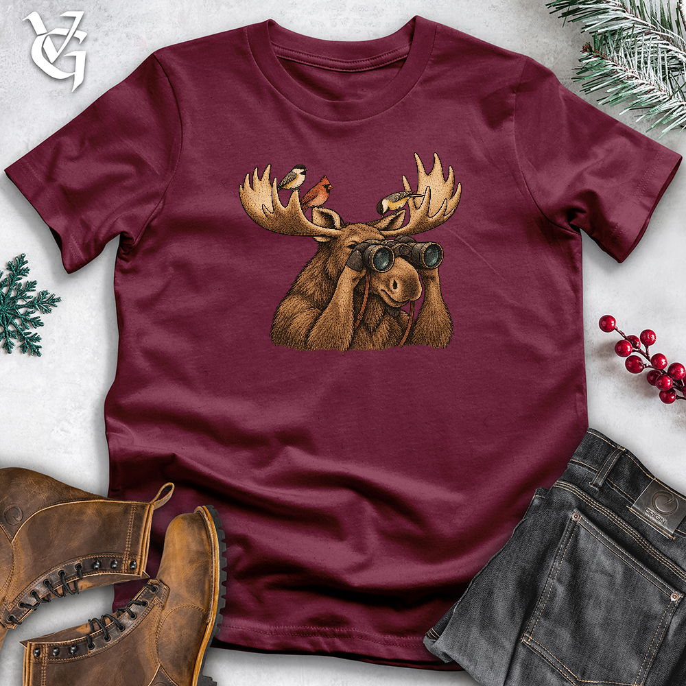 Viking Goods Bird Watching Moose Softstyle Tee Maroon / L