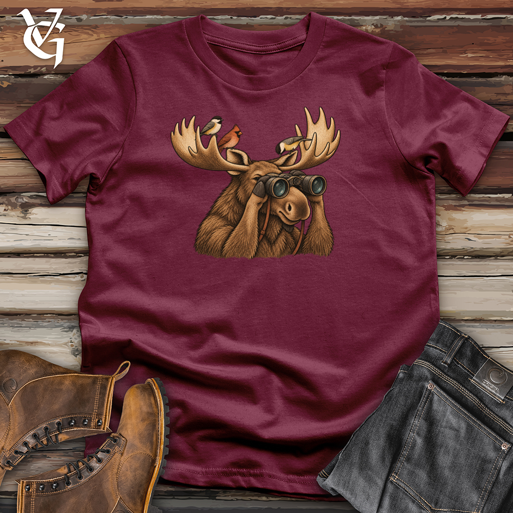 Viking Goods Bird Watching Moose Tee Maroon / L