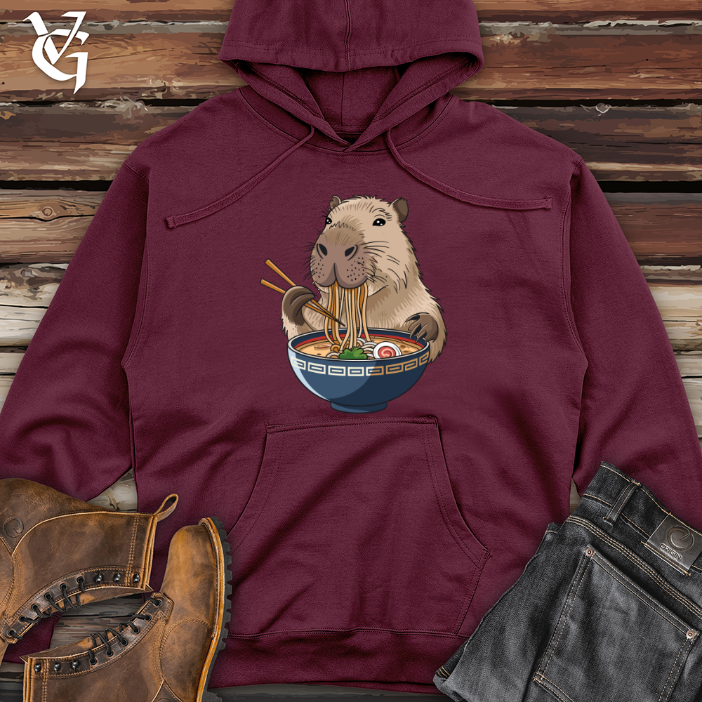 Viking Goods Capybara Eating Noodles Midweight Hooded Sweatshirt Maroon / L