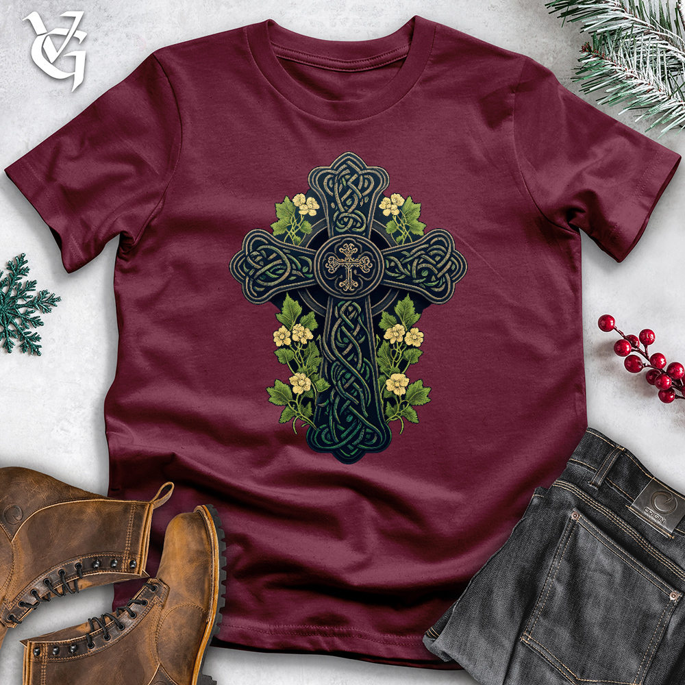 Viking Goods Celtic Cross Garden Cotton Tee Maroon / L