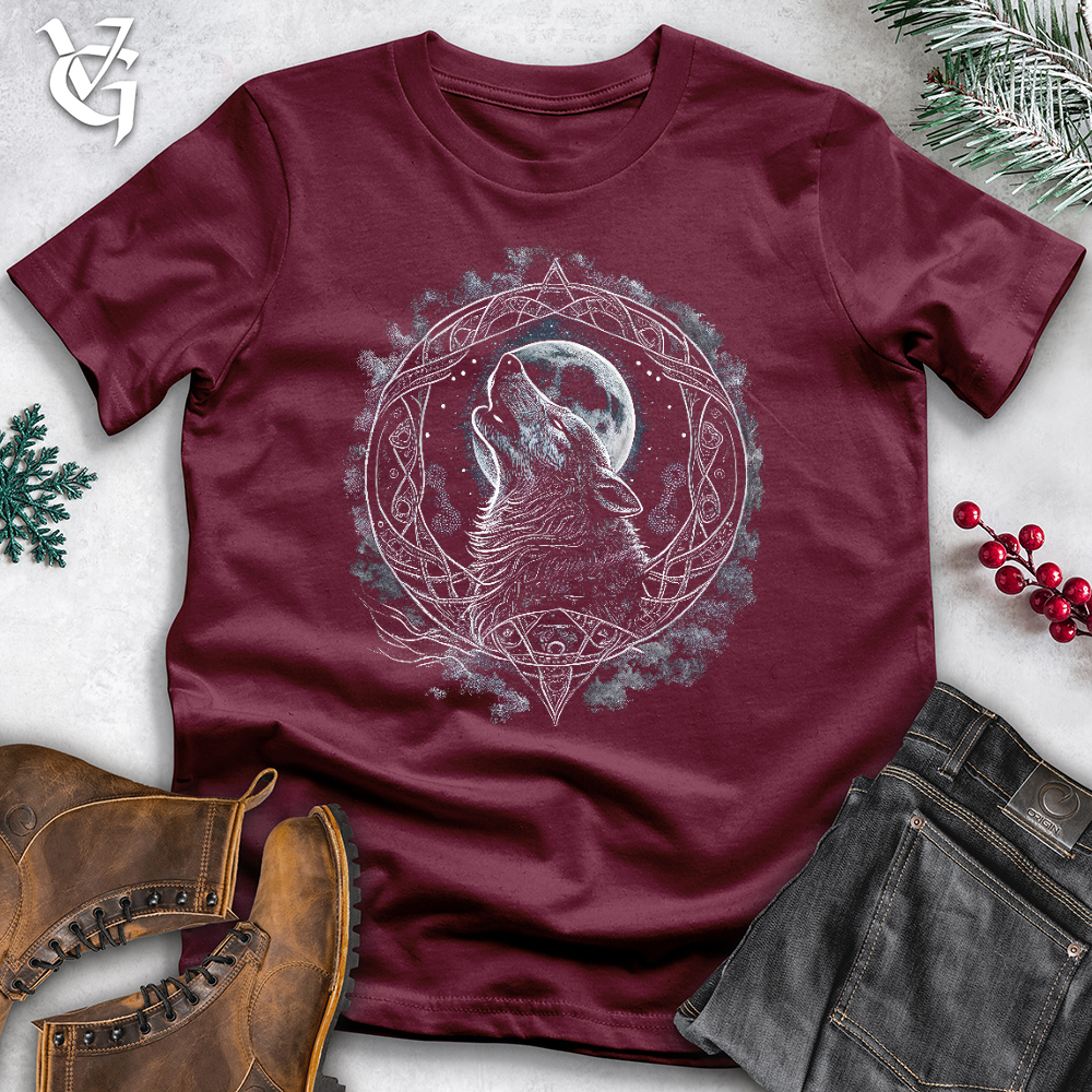 Viking Goods Celtic Howling Wolf Cotton Tee Maroon / L