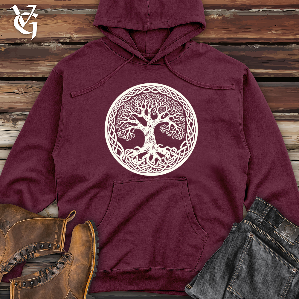 Viking Goods Celtic Tree Unity Midweight Hooded Sweatshirt Maroon / L