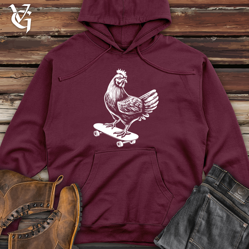 Viking Goods Chicken on a Skateboard Midweight Hooded Sweatshirt Maroon / L